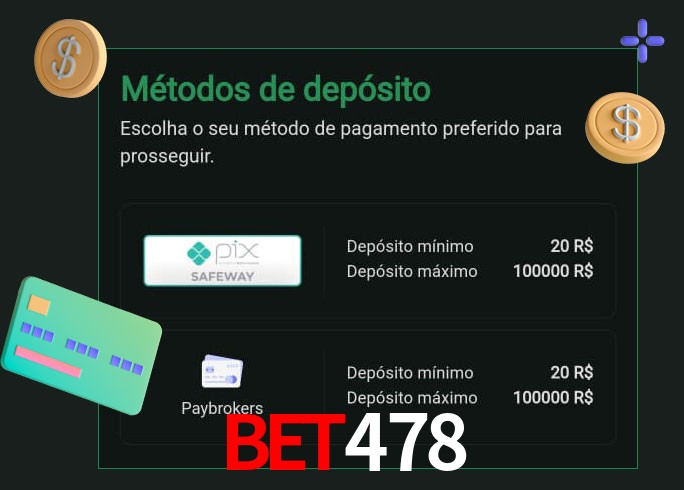 O cassino BET478 oferece uma grande variedade de métodos de pagamento